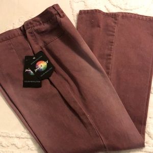 Newport News Jeanology Rose colored bell bottom/flare jeans Sz 16 NWT